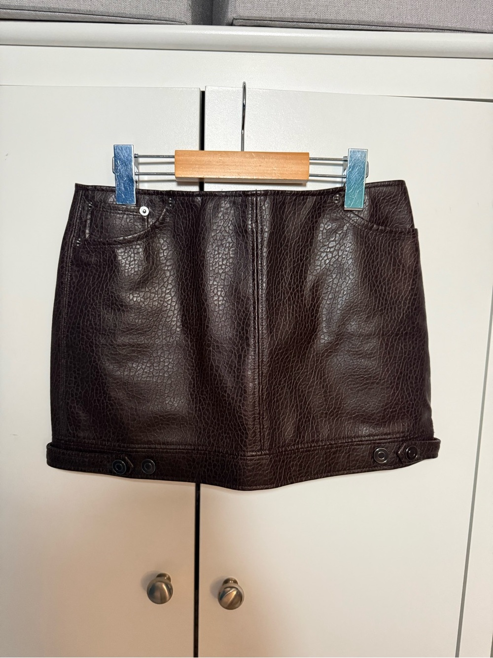 H&M Dark Brown Faux Leather Mini Skirt